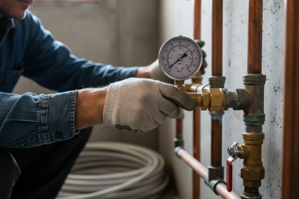 Pressure testing a repaired line during Water Line Repair in Solomon